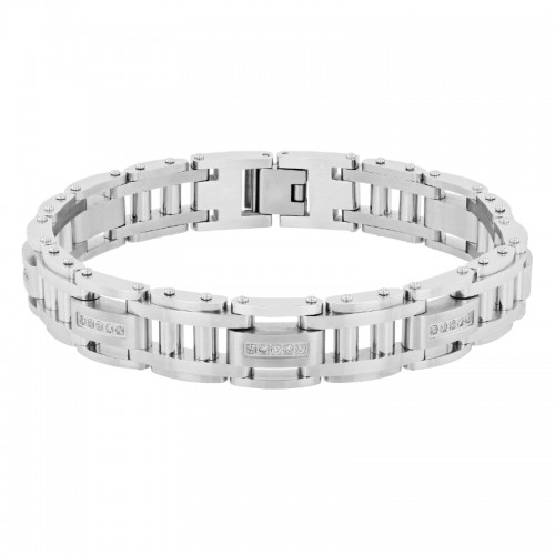 1/3 CTW Stainless Steel Diamond Link Bracelet