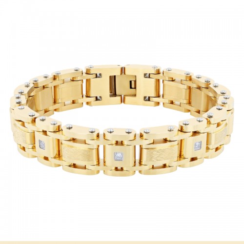 0.15Ctw Stainless Steel Yellow Ip Dia Bracelet