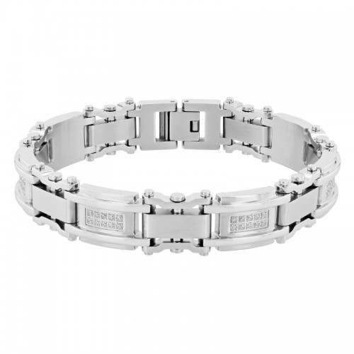 1/2 CTW Stainless Steel Diamond Link Bracelet