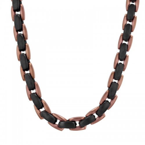 Black and Brown Oval Link Men's Stainless Steel Chain