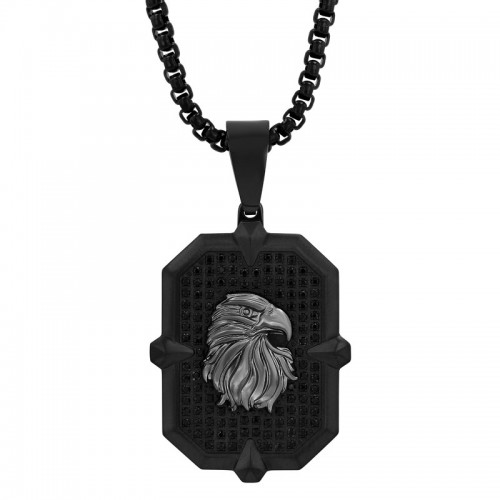 Stainless Steel Eagle Men's Diamond Pendant