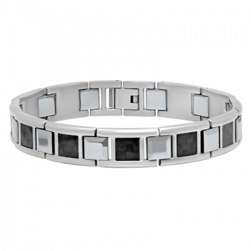 Stainless Steel & Tungsten Carbon Fiber Link Bracelet