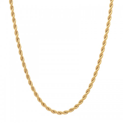 Men's Yellow Finish Stainless Steel Rope Link Chain 2.3MM