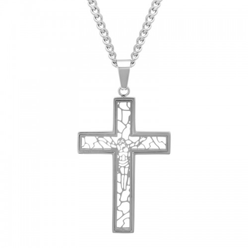 Stainless Steel Cut-Out Cross Pendant