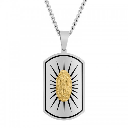 Stainless Steel w/ Yellow Finish Dog Tag Pendant