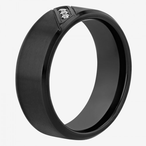 .05 CTW Diamond Stainless Steel Black IP Slant 8MM Band