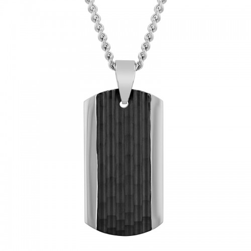 Stainless Steel Black & White Dog Tag Pendant