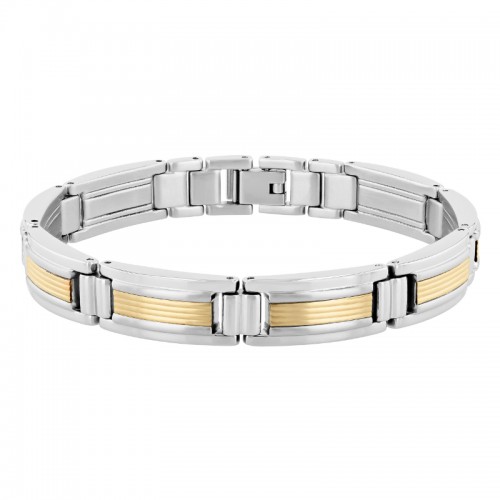 Stainless Steel With 10K Gold Inlay 8.5