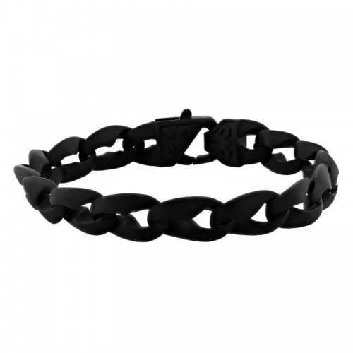 Stainless Steel Black Finish Matte Link Bracelet