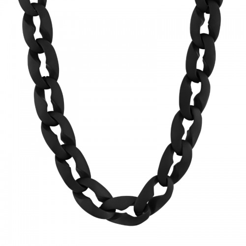 Stainless Steel Matte Black Finish Curb Link Necklace
