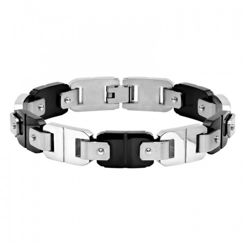 Men's Stainless Steel Black and White Men's Mariner Link Bracelet