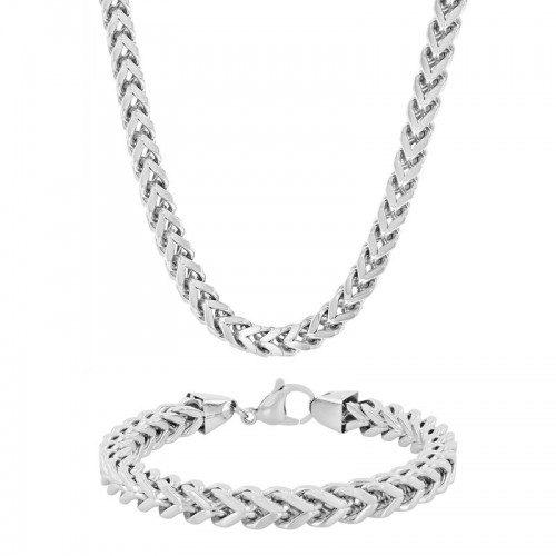 Stainless Steel Bracelet and Chain Men's Jewelry Set