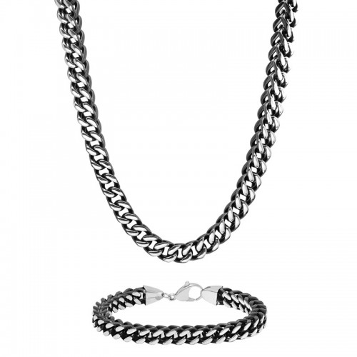 Stainless Steel Franco Chain Men's Jewelry Set