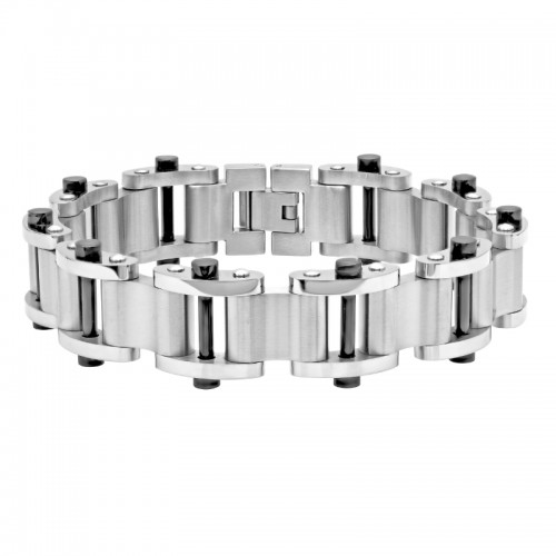 Stainless Steel With Black Finish Link Bracelet
