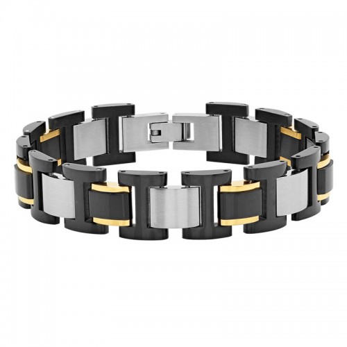 Stainless Steel w/ Black & Yellow Finish Bracelet