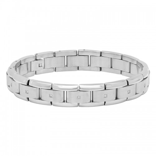 .15 CTW Stainless Steel Diamond Link Bracelet