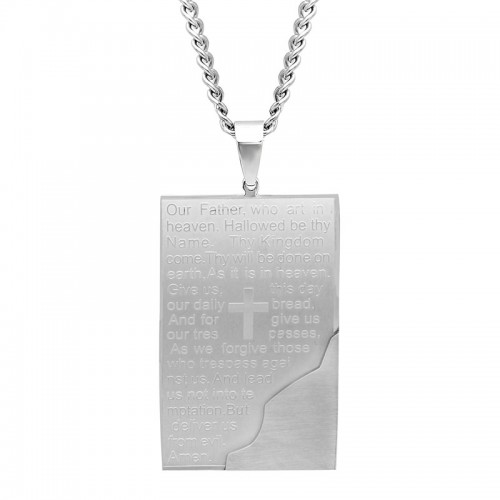 Stainless Steel Lord's Prayer Tablet Pendant