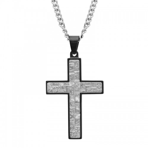 Stainless Steel With Black Finish Cross Pendant