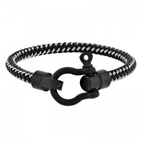 Stainless Steel Black & White Weave Bracelet