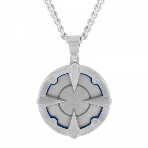 Stainless Steel w/ Blue Finish Disc Pendant