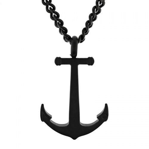 Stainless Steel w/ Black Finish Anchor Pendant