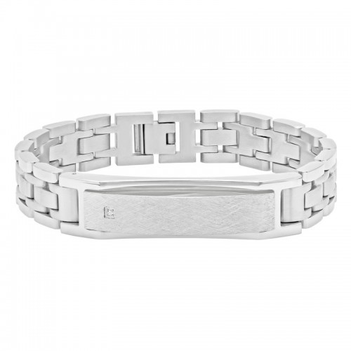 .015 CTW Stainless Steel Diamond ID Bracelet