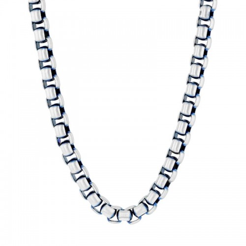 Stainless Steel With Blue IP Box Link Fashion Chain