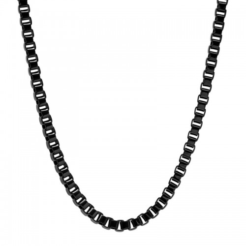 Men's Black Box Chain Stainless Steel Necklace