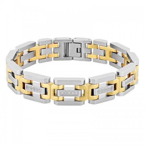 1/2 CTW Stainless Steel w/ Yellow Finish Diamond Bracelet