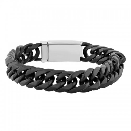Stainless Steel Black & White Curb Bracelet
