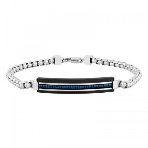 Black and Blue Stainless Steel Men's ID Bracelet