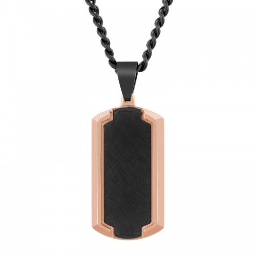 Stainless Steel Black and Rose Men's Dog Tag Necklace