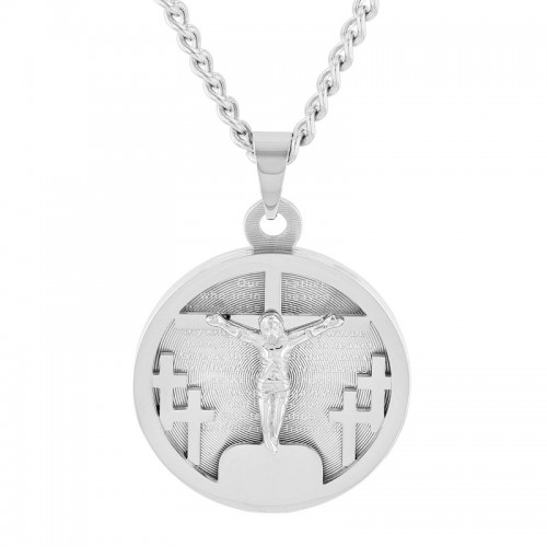 Stainless Steel Cross Medallion Pendant