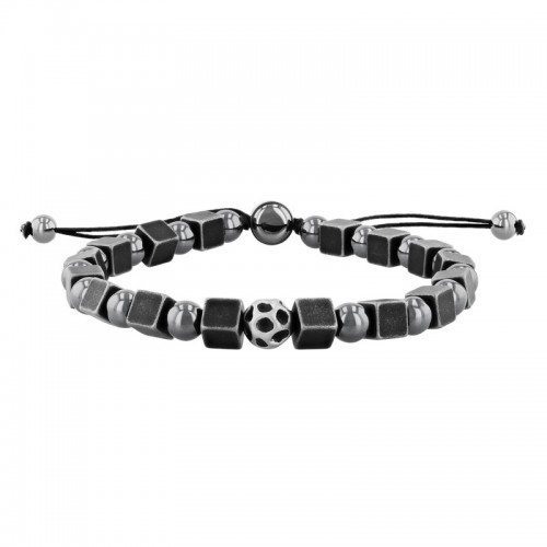 Men's Stainless Steel Hematite Bead Bolo Bracelet