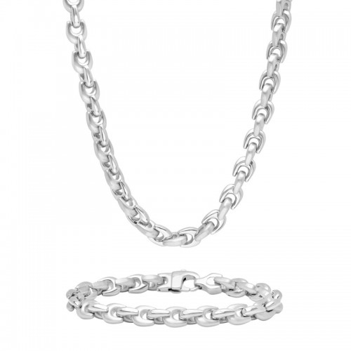 Stainless Steel Wishbone Link Men's Jewelry Set
