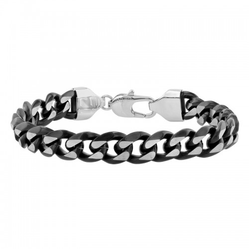 Black and White Men's Stainless Steel Curb Bracelet