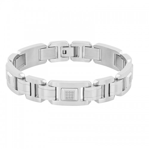 1/5 CTW Stainless Steel Diamond Bracelet