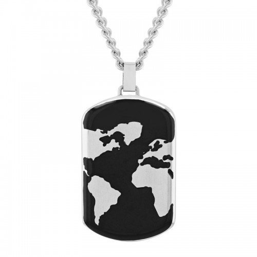Black and White Stainless Steel Men's Dog Tag Necklace
