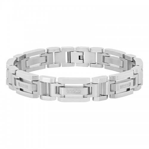 1/6 CTW Men's Stainless Steel Bracelet w/ Diamonds