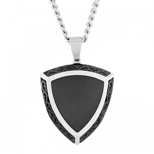 Stainless Steel Men's Shield Necklace