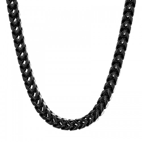 Black and White Stainless Steel Men's Franco Chain