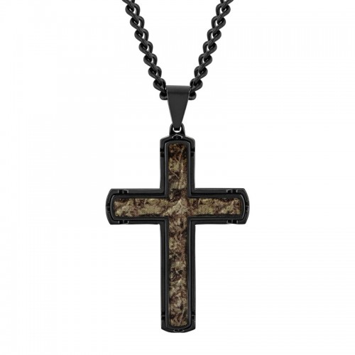 Stainless Steel Black Finish Cross Pendant