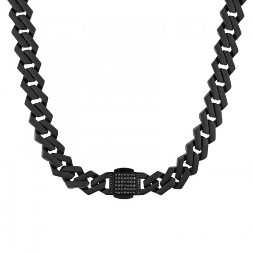 Stainless Steel Cubic Zirconia Black Finish Chain