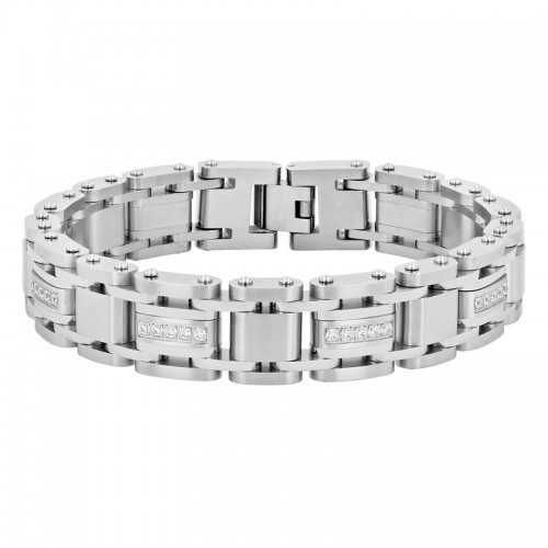 Stainless Steel Cubic Zirconia Link Bracelet