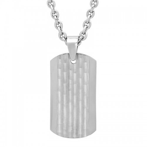 Stainless Steel Textured Dog Tag Pendant