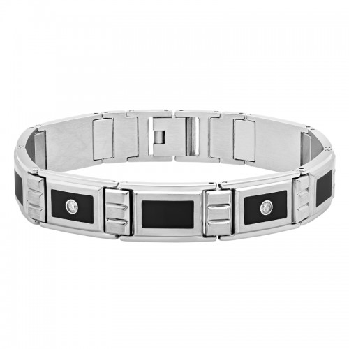 .10Ctw Stainless Steel & Resin With Black Finish Link Bracelet
