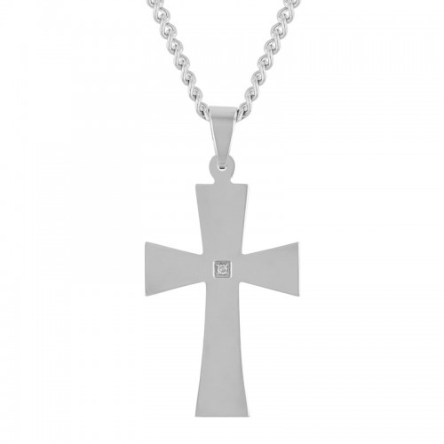 .02 CTW Stainless Steel Diamond Cross Pendant