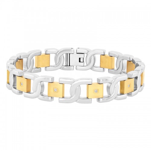 1/10 CTW Stainless Steel w/ Yellow Finish Diamond Bracelet