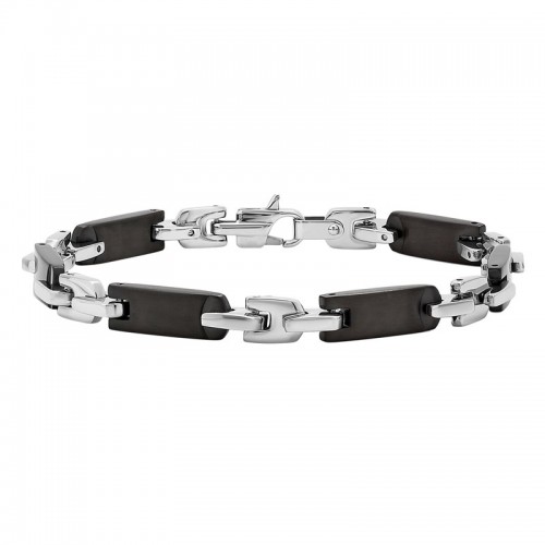 Black and White Men's Stainless Steel Tag Bracelet