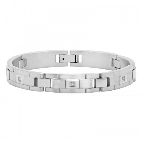 .10 CTW Stainless Steel Diamond Brick Bracelet